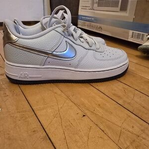 Nike Metallic Silver and White Air Sneakers